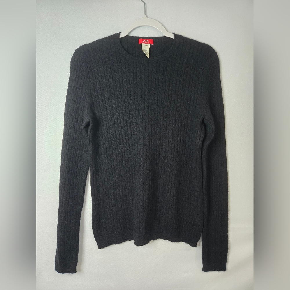 Anne Klein Sport Black Crewneck Cashmere Sweater Size Large